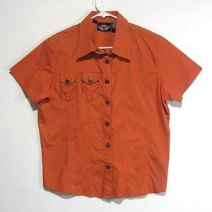 Orange Button-Up Women's Top